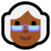 👵🏾 Emoji Idosa: Pele Morena Escura na Microsoft Windows 10 April 2018 Update.