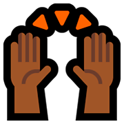 🙌🏾 Emoji zwei erhobene Handflächen: mitteldunkle Hautfarbe Microsoft Windows 10 April 2018 Update.