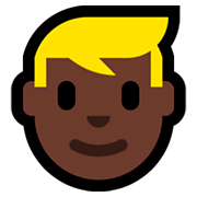 Émoji 👱🏿 Personne Blonde : Peau Foncée sur Microsoft Windows 10 April 2018 Update.