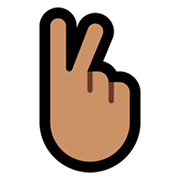 🖔🏽 Emoji Gesto de vitória com a mão girada: Pele Morena na Microsoft Windows 10 April 2018 Update.