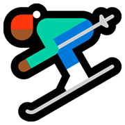 ⛷🏾 Emoji Esquiador, Pele Morena Escura na Microsoft Windows 10 April 2018 Update.