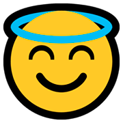 Emoji 😇 Faccina Con Sorriso E Aureola su Microsoft Windows 10 April 2018 Update.