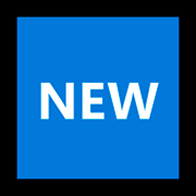 🆕 Emoji Wort „New“ in blauem Quadrat Microsoft Windows 10 April 2018 Update.
