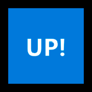 🆙 Emoji Schriftzug „UP!“ im blauen Quadrat Microsoft Windows 10 April 2018 Update.