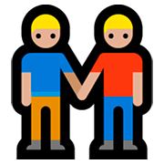 Emoji 👬🏼 Due Uomini Che Si Tengono Per Mano: Carnagione Abbastanza Chiara su Microsoft Windows 10 April 2018 Update.