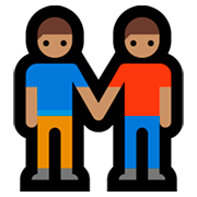 👬🏽 Emoji händchenhaltende Männer: mittlere Hautfarbe Microsoft Windows 10 April 2018 Update.