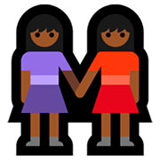 👭🏾 Emoji händchenhaltende Frauen: mitteldunkle Hautfarbe Microsoft Windows 10 April 2018 Update.