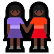Émoji 👭🏿 Deux Femmes Se Tenant La Main : Peau Foncée sur Microsoft Windows 10 April 2018 Update.