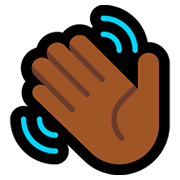 👋🏾 Emoji Mão Acenando: Pele Morena Escura na Microsoft Windows 10 April 2018 Update.