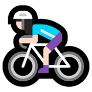 Emoji 🚴🏻‍♀️ Ciclista Donna: Carnagione Chiara su Microsoft Windows 10 April 2018 Update.