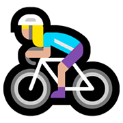 🚴🏼‍♀️ Emoji Mulher Ciclista: Pele Morena Clara na Microsoft Windows 10 April 2018 Update.