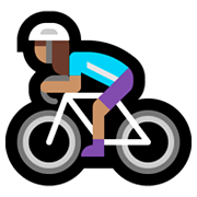 Émoji 🚴🏽‍♀️ Cycliste Femme : Peau Légèrement Mate sur Microsoft Windows 10 April 2018 Update.