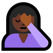 🤦🏿‍♀️ Emoji sich an den Kopf fassende Frau: dunkle Hautfarbe Microsoft Windows 10 April 2018 Update.