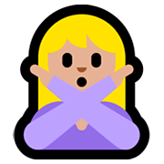 🙅🏼‍♀️ Emoji Mulher Fazendo Gesto De «não»: Pele Morena Clara na Microsoft Windows 10 April 2018 Update.