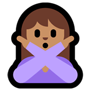 🙅🏽‍♀️ Emoji Frau mit überkreuzten Armen: mittlere Hautfarbe Microsoft Windows 10 April 2018 Update.