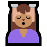 💆🏽‍♀️ Emoji Frau, die eine Kopfmassage bekommt: mittlere Hautfarbe Microsoft Windows 10 April 2018 Update.