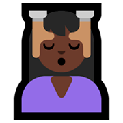 💆🏿‍♀️ Emoji Frau, die eine Kopfmassage bekommt: dunkle Hautfarbe Microsoft Windows 10 April 2018 Update.