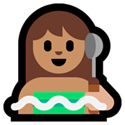 Emoji 🧖🏽‍♀️ Donna In Sauna: Carnagione Olivastra su Microsoft Windows 10 April 2018 Update.