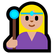 🧙🏼‍♀️ Emoji Maga: Tono De Piel Claro Medio en Microsoft Windows 10 April 2018 Update.