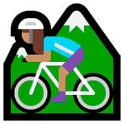 🚵🏽‍♀️ Emoji Mountainbikerin: mittlere Hautfarbe Microsoft Windows 10 April 2018 Update.