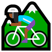🚵🏾‍♀️ Emoji Mountainbikerin: mitteldunkle Hautfarbe Microsoft Windows 10 April 2018 Update.