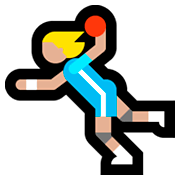 🤾🏼‍♀️ Emoji Handballspielerin: mittelhelle Hautfarbe Microsoft Windows 10 April 2018 Update.