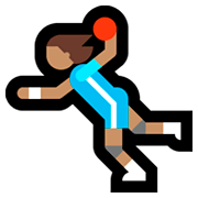 🤾🏽‍♀️ Emoji Handballspielerin: mittlere Hautfarbe Microsoft Windows 10 April 2018 Update.