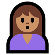 🙎🏽‍♀️ Emoji schmollende Frau: mittlere Hautfarbe Microsoft Windows 10 April 2018 Update.
