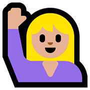 🙋🏼‍♀️ Emoji Mulher Levantando A Mão: Pele Morena Clara na Microsoft Windows 10 April 2018 Update.