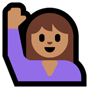 🙋🏽‍♀️ Emoji Mulher Levantando A Mão: Pele Morena na Microsoft Windows 10 April 2018 Update.