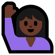 🙋🏿‍♀️ Emoji Frau mit erhobenem Arm: dunkle Hautfarbe Microsoft Windows 10 April 2018 Update.