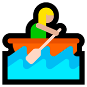 🚣🏼‍♀️ Emoji Frau im Ruderboot: mittelhelle Hautfarbe Microsoft Windows 10 April 2018 Update.