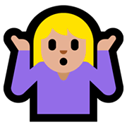 🤷🏼‍♀️ Emoji Mujer Encogida De Hombros: Tono De Piel Claro Medio en Microsoft Windows 10 April 2018 Update.
