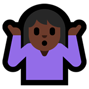 🤷🏿‍♀️ Emoji schulterzuckende Frau: dunkle Hautfarbe Microsoft Windows 10 April 2018 Update.