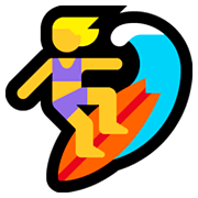 Emoji 🏄‍♀️ Surfista Donna su Microsoft Windows 10 April 2018 Update.