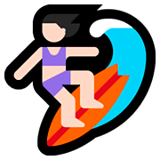 Emoji 🏄🏻‍♀️ Surfista Donna: Carnagione Chiara su Microsoft Windows 10 April 2018 Update.