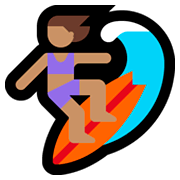 🏄🏽‍♀️ Emoji Mujer Haciendo Surf: Tono De Piel Medio en Microsoft Windows 10 April 2018 Update.