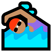 🏊🏽‍♀️ Emoji Schwimmerin: mittlere Hautfarbe Microsoft Windows 10 April 2018 Update.