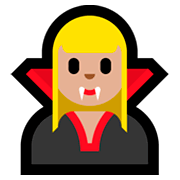 🧛🏼‍♀️ Emoji weiblicher Vampir: mittelhelle Hautfarbe Microsoft Windows 10 April 2018 Update.