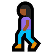 🚶🏾‍♀️ Emoji Mujer Caminando: Tono De Piel Oscuro Medio en Microsoft Windows 10 April 2018 Update.