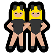 👯🏼‍♀️ Emoji Frauen mit Hasenohren, mittelhelle Hautfarbe Microsoft Windows 10 April 2018 Update.