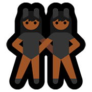 👯🏾‍♀️ Emoji Mujeres Con Orejas De Conejo, Tono De Piel Oscuro Medio en Microsoft Windows 10 April 2018 Update.