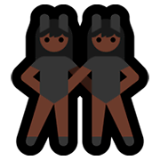 👯🏿‍♀️ Emoji Mulheres Com Orelhas De Coelho, Pele Escura na Microsoft Windows 10 April 2018 Update.