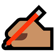 ✍🏽 Emoji Escrevendo à Mão: Pele Morena na Microsoft Windows 10 April 2018 Update.