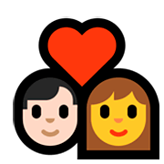 👨🏻‍❤️‍👩 Emoji Casal Apaixonado - Homem: Pele Clara, Mulher na Microsoft Windows 10 Fall Creators Update.