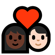 👩🏿‍❤️‍👨🏻 Emoji Pareja Enamorada - Mujer: Tono De Piel Oscuro, Hombre: Tono De Piel Claro en Microsoft Windows 10 Fall Creators Update.