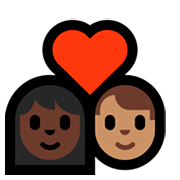 👩🏿‍❤️‍👨🏽 Emoji Pareja Enamorada - Mujer: Tono De Piel Oscuro, Hombre: Tono De Piel Medio en Microsoft Windows 10 Fall Creators Update.