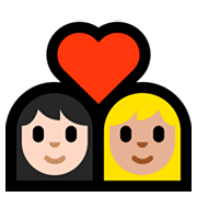 👩🏻‍❤️‍👩🏼 Emoji Pareja Enamorada - Mujer: Tono De Piel Claro, Mujer: Tono De Piel Claro Medio en Microsoft Windows 10 Fall Creators Update.