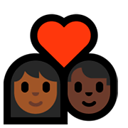 👩🏾‍❤️‍👨🏿 Emoji Pareja Enamorada - Mujer: Tono De Piel Oscuro Medio, Hombre: Tono De Piel Oscuro en Microsoft Windows 10 Fall Creators Update.