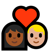👩🏾‍❤️‍👨🏼 Emoji sich küssendes Paar - Frau: mitteldunkle Hautfarbe, Mann: mittelhelle Hautfarbe Microsoft Windows 10 Fall Creators Update.